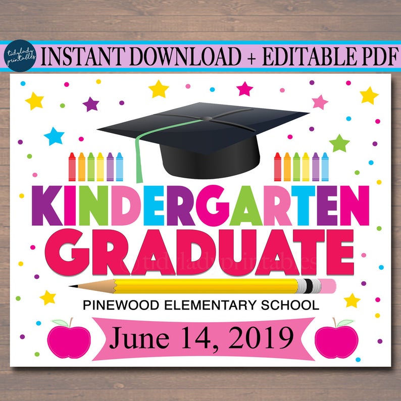June clipart last day kindergarten. Editable date graduation photo