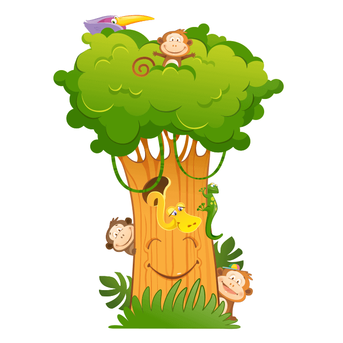 Jungle clipart animal story. Sale online wall stickers