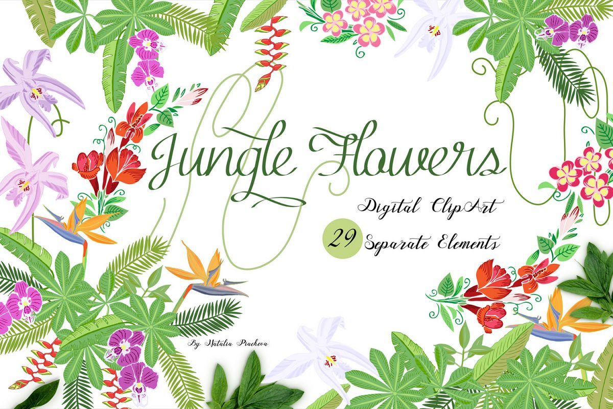 With flowers . Jungle clipart jungle flower