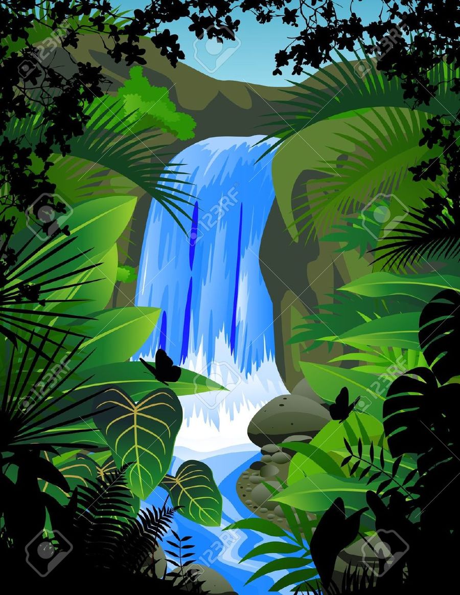 jungle clipart jungle waterfall