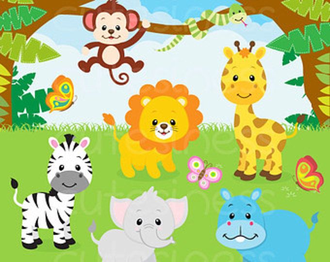 Clip art digital papers. Jungle clipart mini zoo