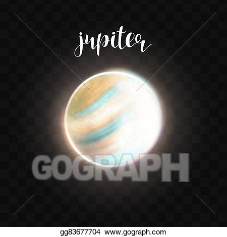 Jupiter clipart realistic. Vector glowing planet isolated