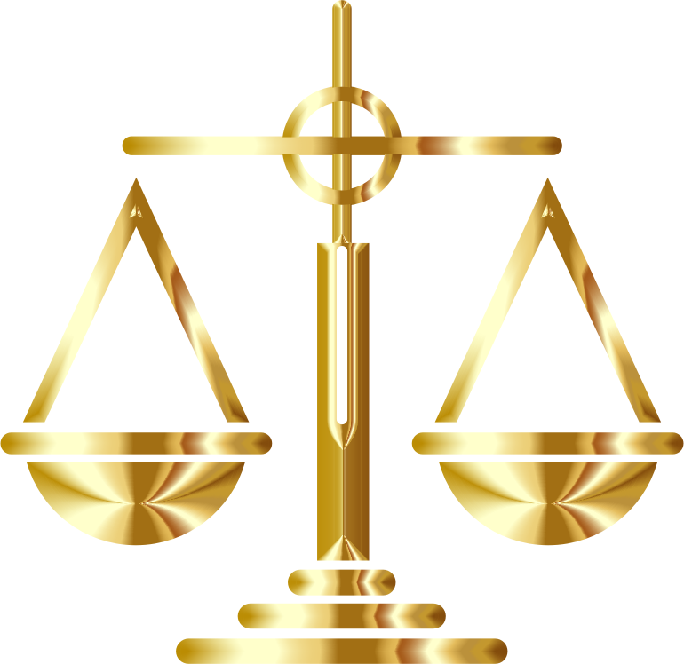 Gold scales of icon. Justice clipart balance