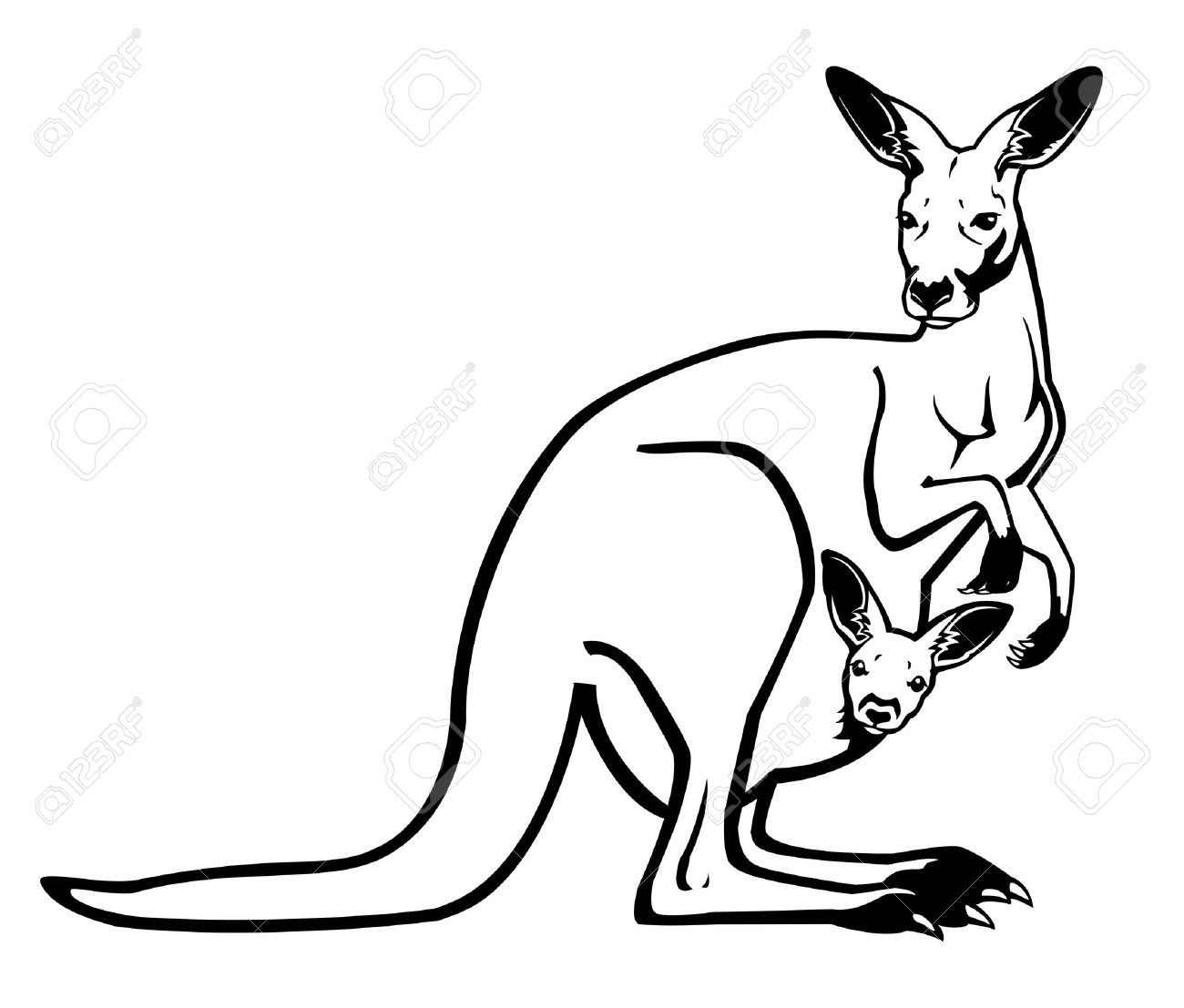 Free download best . Kangaroo clipart black and white