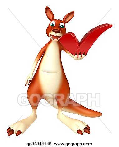 Stock illustration cute with. Kangaroo clipart cartoon character