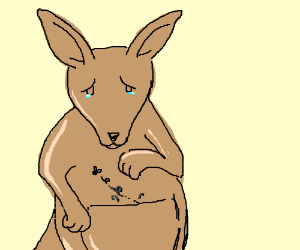 Drawception . Kangaroo clipart sad cartoon