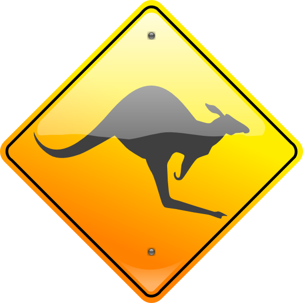 Kangaroo clipart sign. Grey clip art at