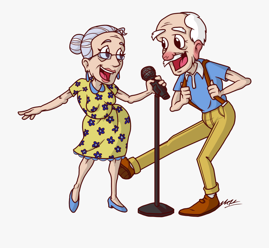 Snowbird cartoon old age. Karaoke clipart couple