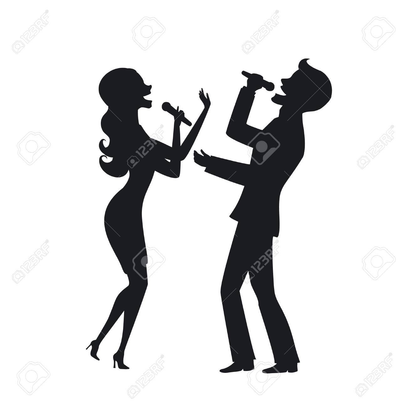 Karaoke clipart couple. Elegant singing on stage