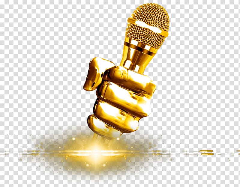 Gold illustration studio . Karaoke clipart hand holding microphone