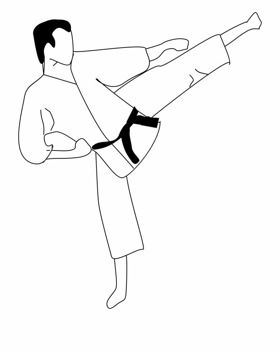 karate clipart black and white