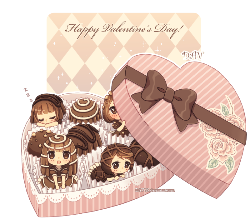 Kawaii clipart chocolate bar. Box of chocolates gijinka