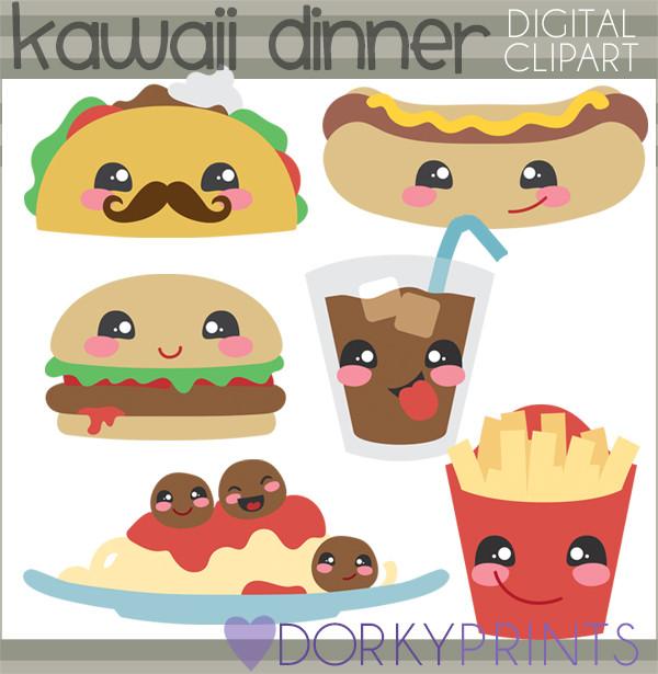 kawaii clipart dinner