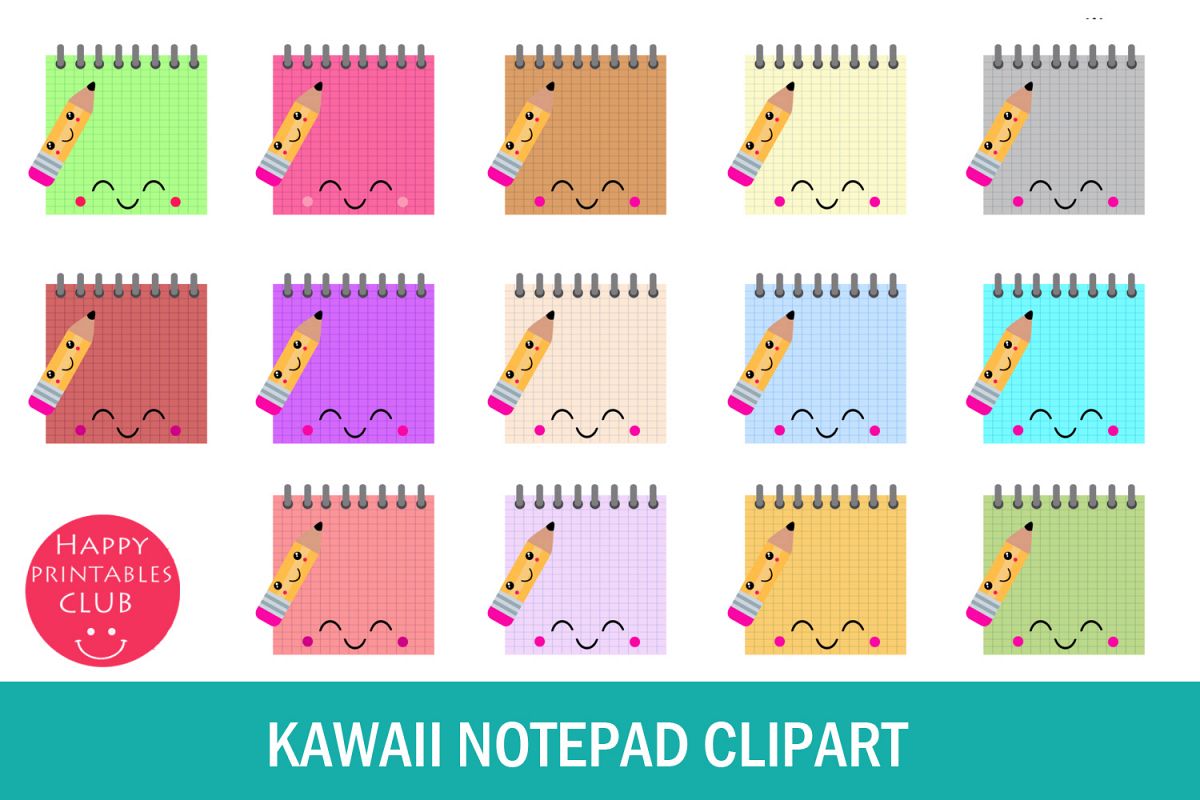 kawaii clipart notepad