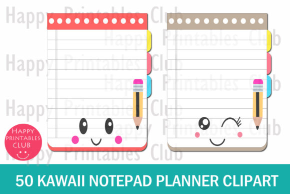 Kawaii clipart notepad. Planner 