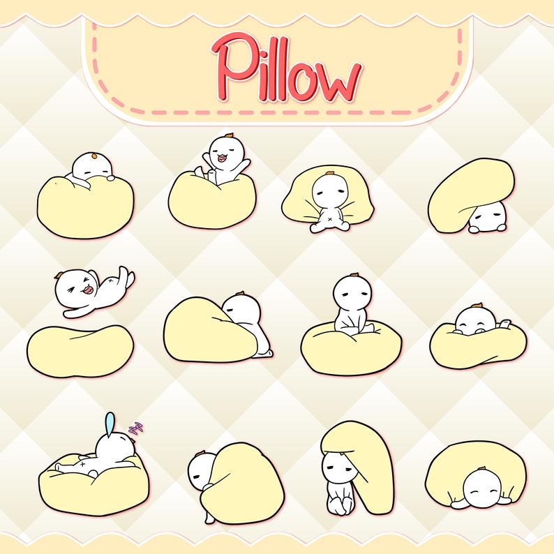 kawaii clipart pillow