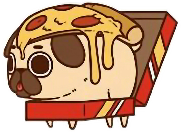 Cute pug chibi food. Kawaii clipart pizza