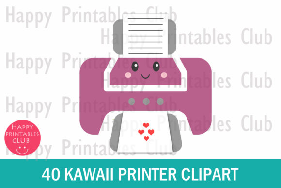 Kawaii clipart printer. Cute 