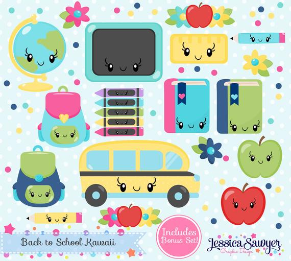 Instant download school and. Kawaii clipart teacher