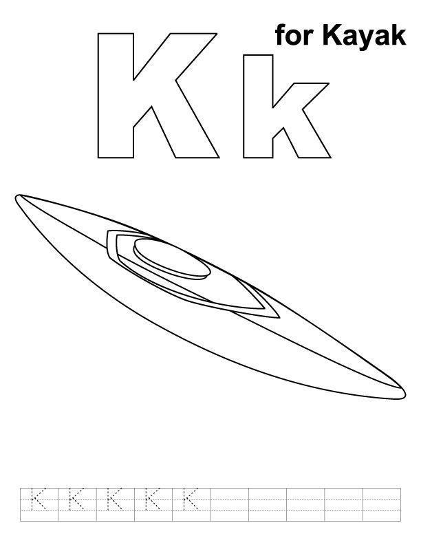 kayaking clipart colouring page