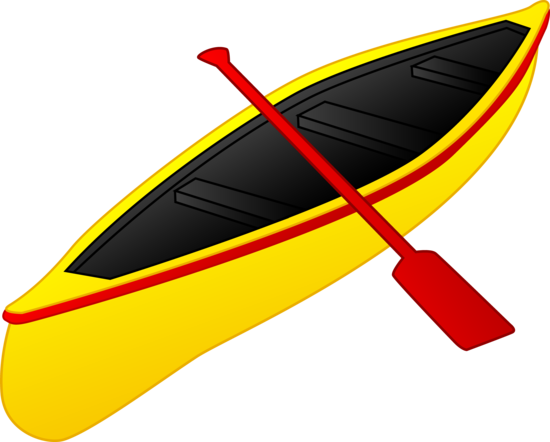 Yellow and red canoe. Kayak clipart comic