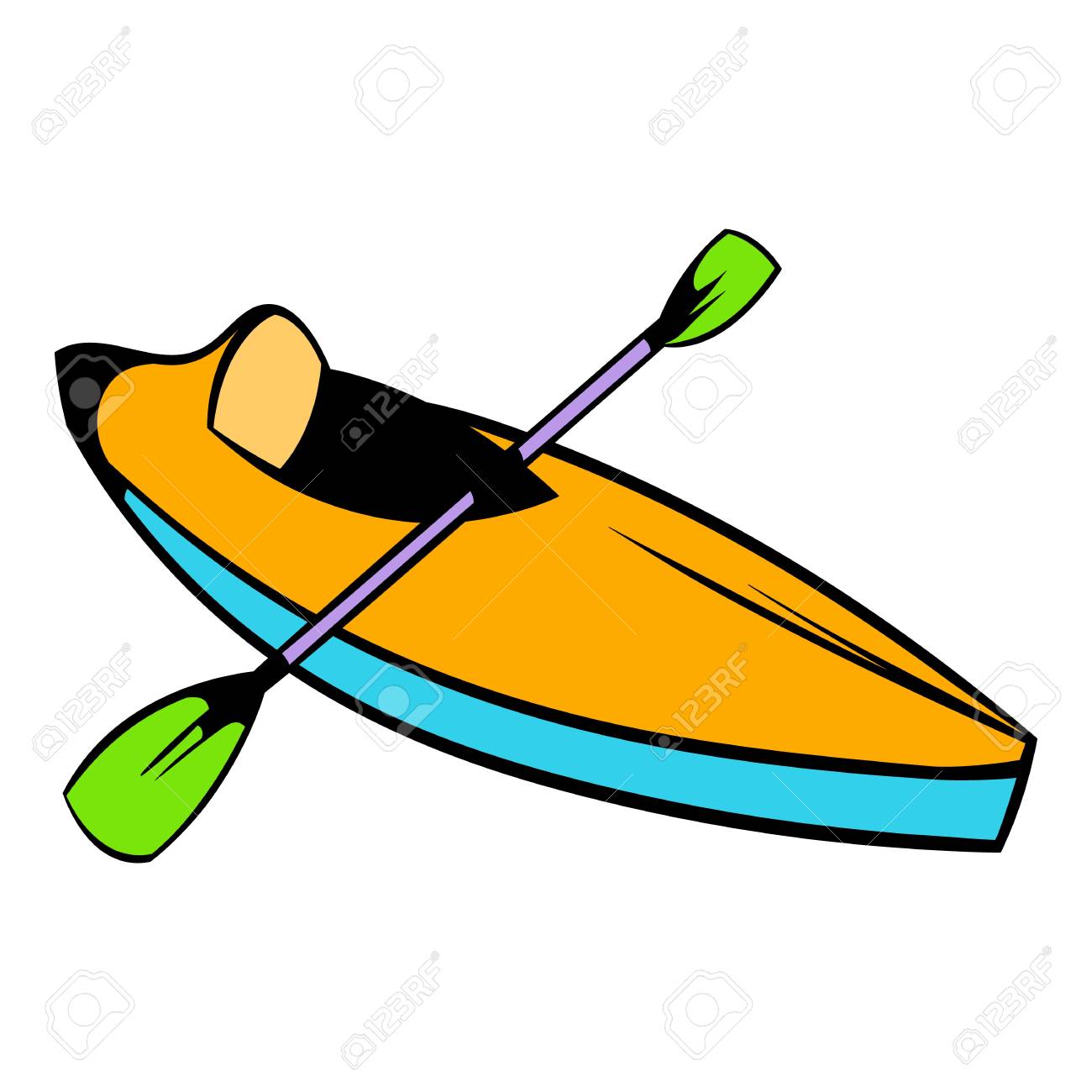 Kayak icon cartoon portal. Kayaking clipart comic