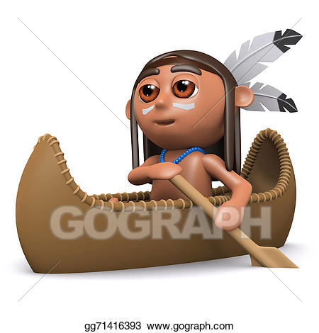 Stock illustrations d american. Kayak clipart native canoe