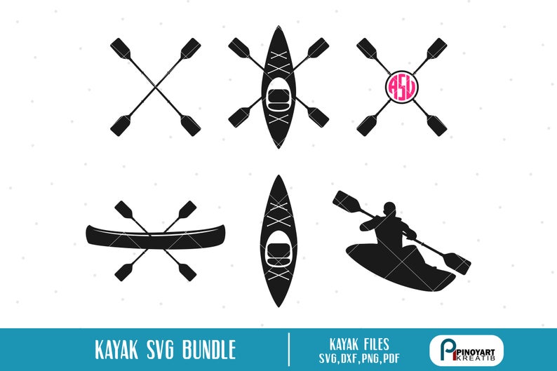 Kayak svg monogram clip. Kayaking clipart kayaker
