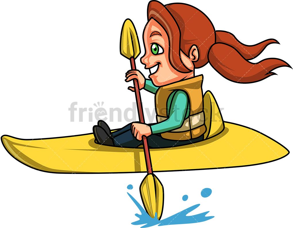 Little girl doing canoe. Kayaking clipart kid