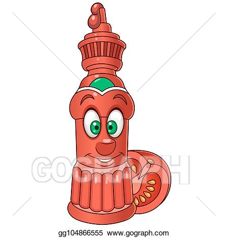 Ketchup clipart happy. Eps illustration cartoon tomato