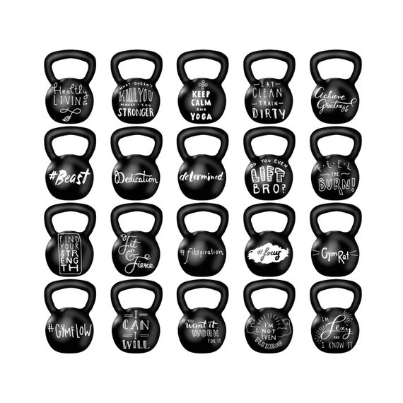 Motivational weight lifting exercise. Kettlebell clipart fitness