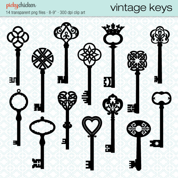 keys clipart victorian key