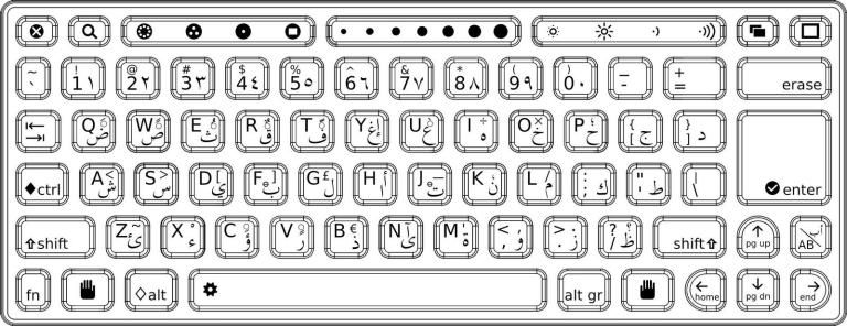 Printable computer completely arabic. Keyboard clipart coloring page