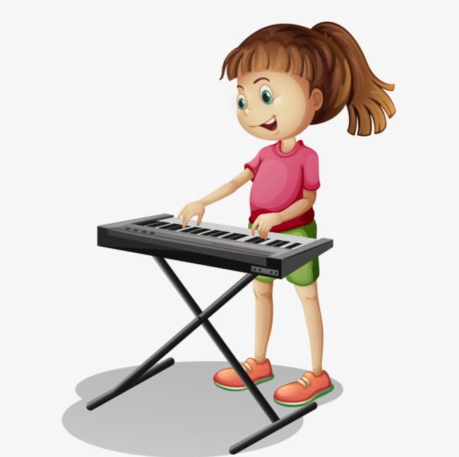 Keyboard clipart cute. Cartoon children play the