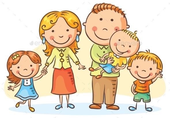 Son clipart three boys. Happy family with children