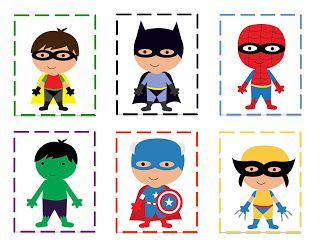 Super hero patterning cards. Superheroes clipart kindergarten