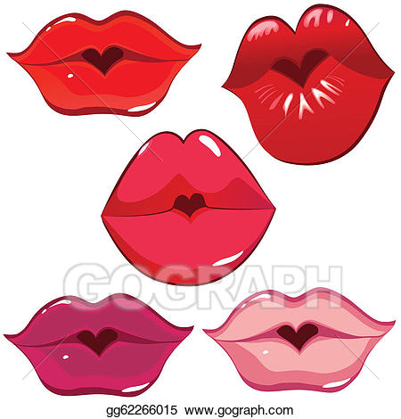 Kiss clipart glossy lip. Vector set of lips