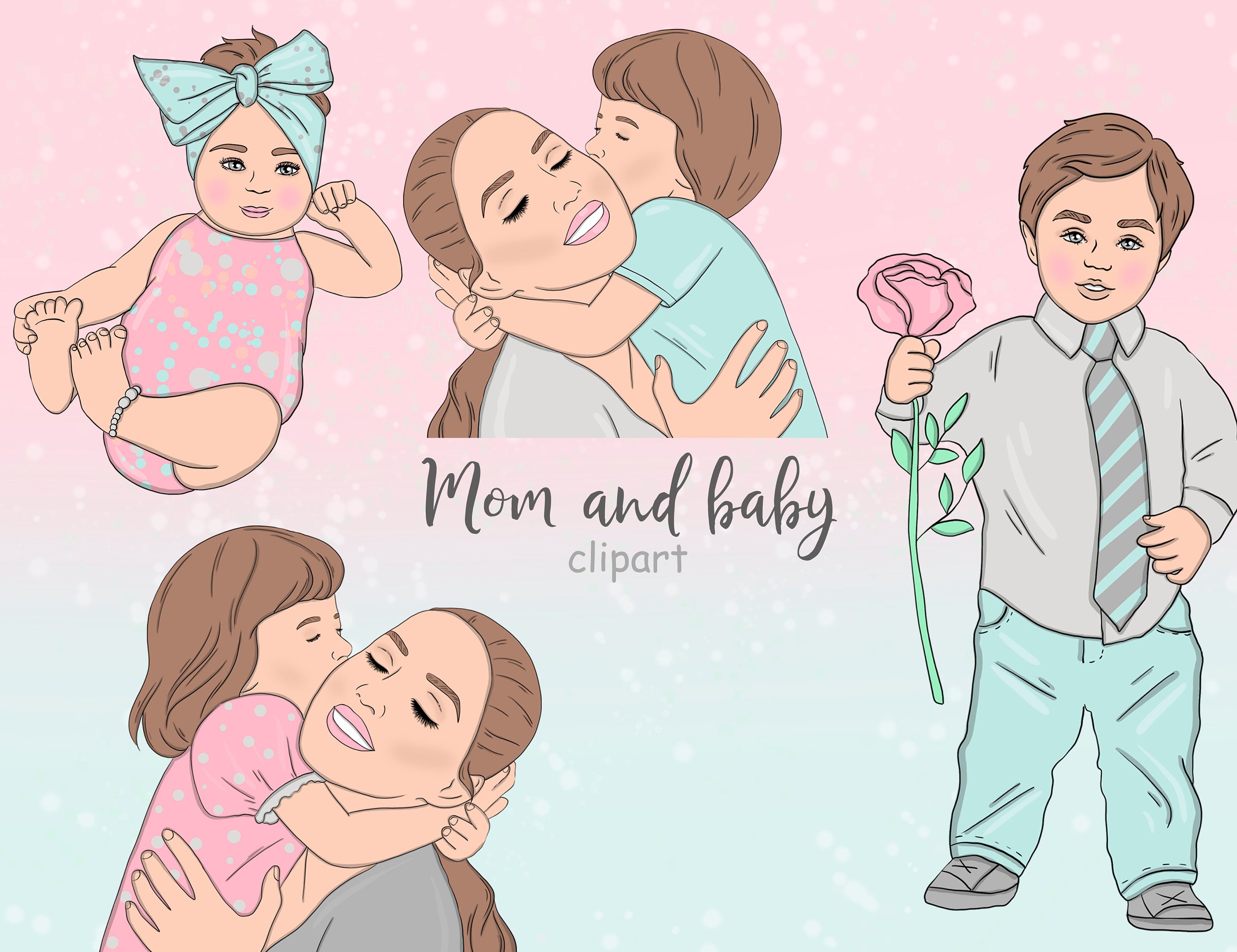 kiss clipart mom toddler