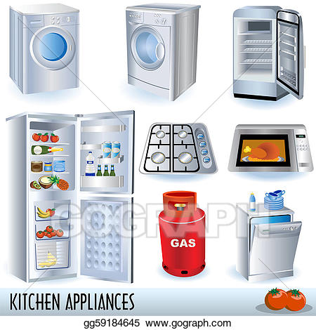 Kitchen clipart kitchen appliance. Vector appliances illustration 