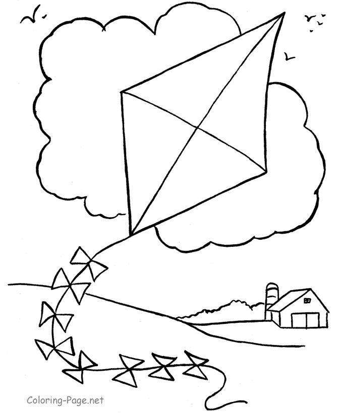 kite clipart colouring template
