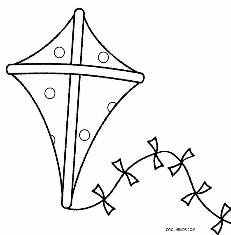 kite clipart colouring template