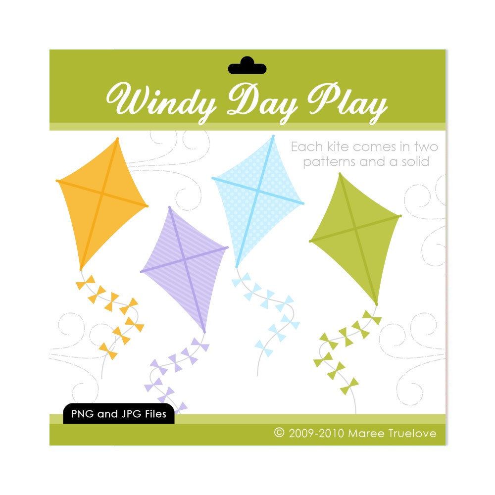 Kite clipart digital. Windy day play kites