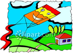 Above a house royalty. Kite clipart flying high