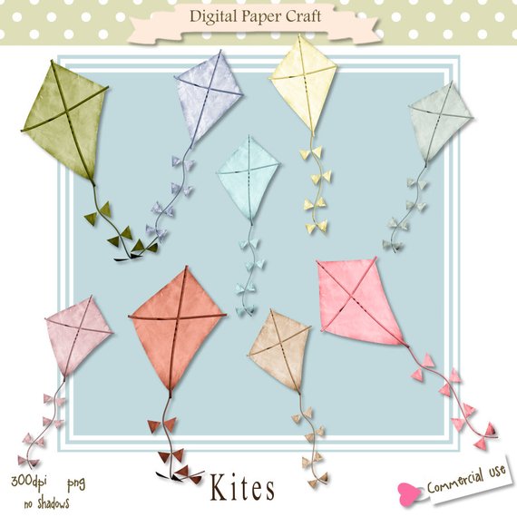 Kite clipart scrapbook paper. Kites instant download in