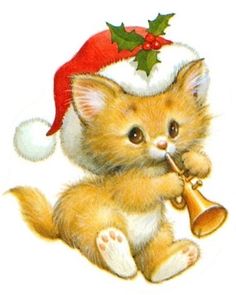 Station . Kitten clipart christmas