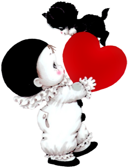 Kitten clipart heart. Cute mime and with