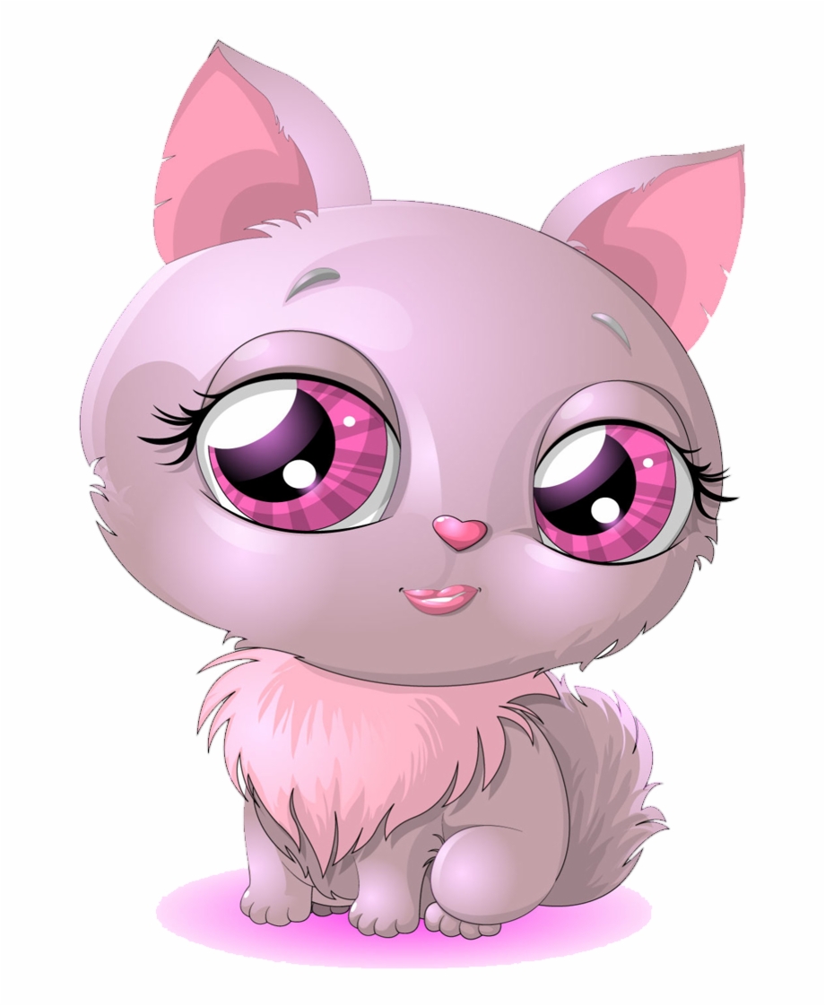 Clip art cute cartoon. Kitten clipart pink cat