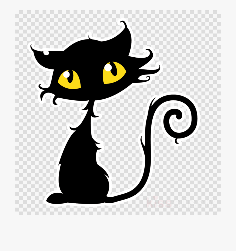 Kitten clipart whimsical cat. Transparent image halloween black