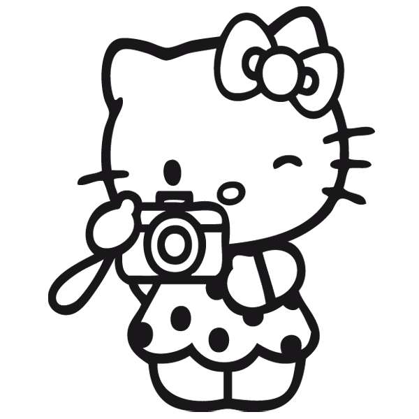 Vinilo infantil hello kitty. Kittens clipart coloring page
