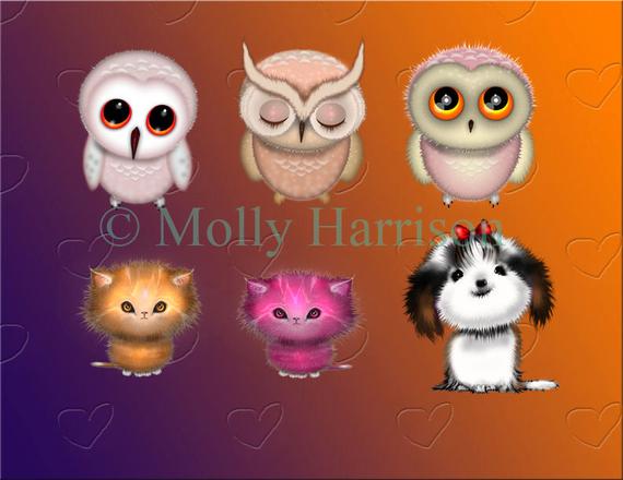 Kittens clipart six. Owls puppy png file